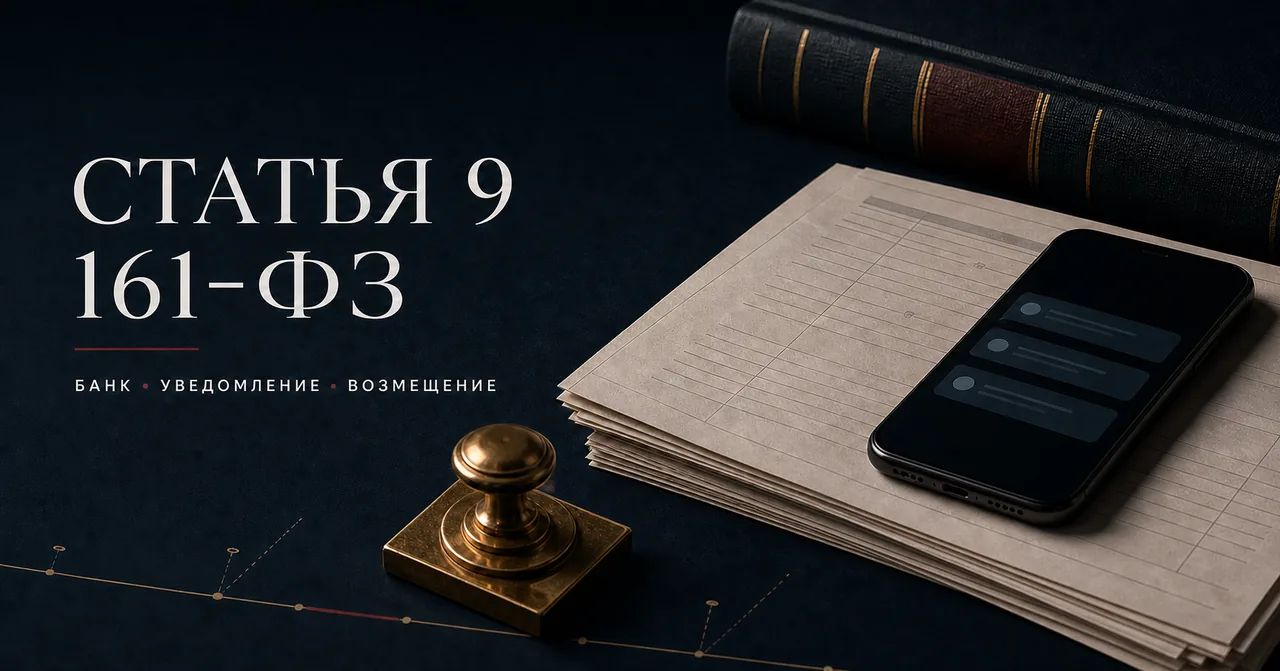 Статья 9 Закона № 161-ФЗ: банковские уведомления, документы и возмещение спорной операции